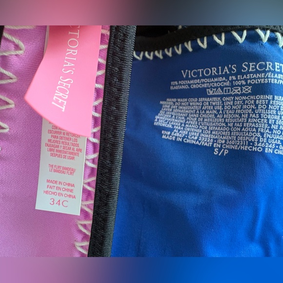Victoria's Secret Blue and Pink Crochet Bikini Set - Picture 4 of 5